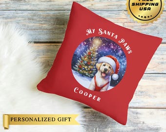 Custom Christmas Pillow for Dog Lover Personalized Dog Name, Perfect LABRADOR RETRIEVER Lover Custom Christmas Gift for Dog Moms Décor!