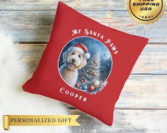 Custom Christmas Pillow for Dog Lover Personalized Dog Name, Perfect GOLENDOODLE Lover Custom Christmas Gift for Dog Moms Décor!