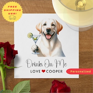 Custom Dog Cocktail Napkin, Personalized Pet Wedding Napkin, LABRADOR RETRIEVER Napkin Pet Lover Wedding | Engagement & Wedding Shower Décor
