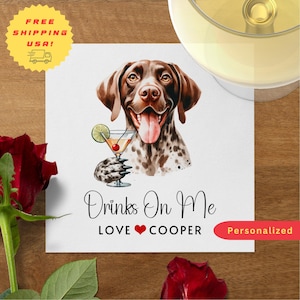 Custom Dog Cocktail Napkins, Personalized Pet Wedding Napkins, GERMAN POINTER Napkin Pet Lover Wedding | Engagement & Wedding Shower Décor