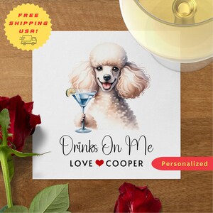 Custom Dog Cocktail Napkins, Personalized Pet Wedding Napkins, POODLE Napkin Pet Lover Wedding | Engagement Party | Wedding Shower Décor