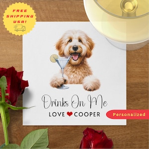Custom Dog Cocktail Napkins, Personalized Pet Wedding Napkins, GOLDENDOODLE Napkin Pet Lover Wedding | Engagement & Wedding Shower Décor
