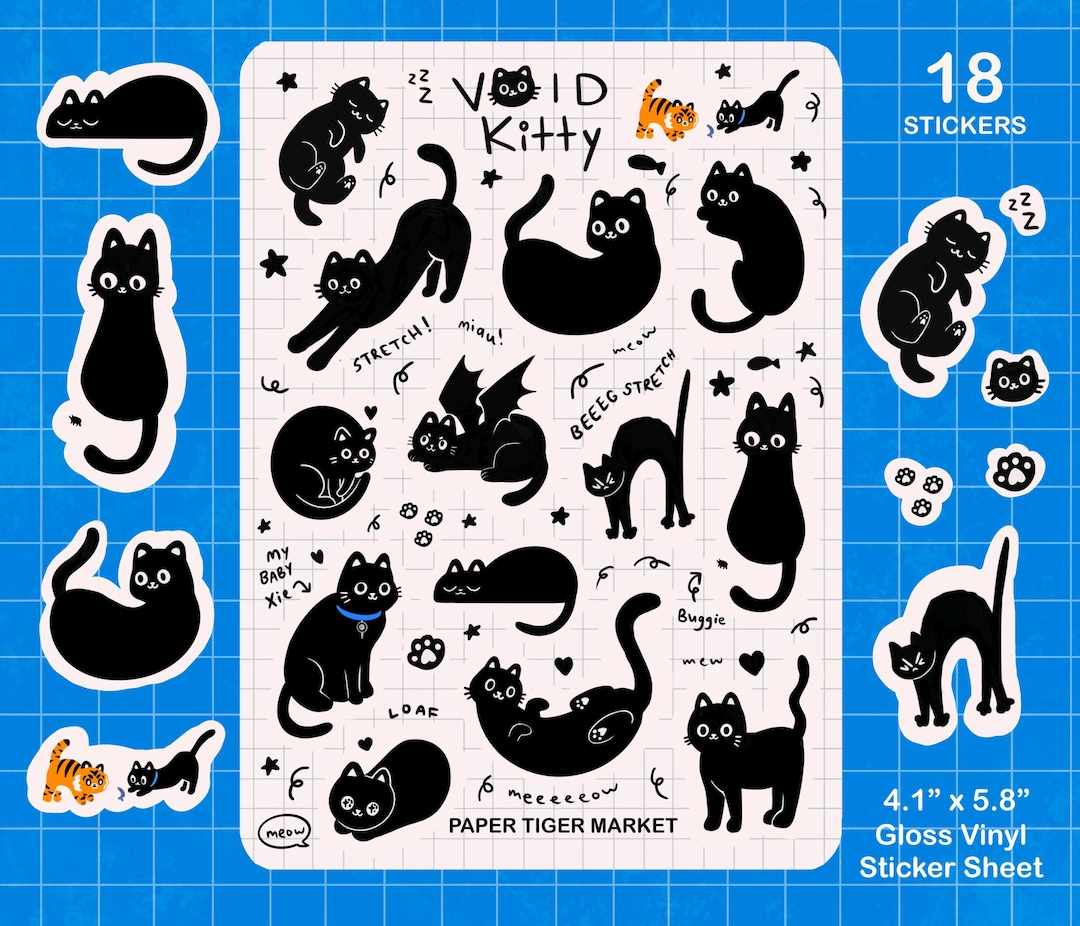 Void Kitty Sticker Sheet | Cute Stickers - Kawaii Stickers - Planner ...