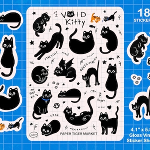 ボイド キティ ステッカー シート | かわいいステッカー - カワイイステッカー - プランナー ステッカー | 文房具 | プランナー ステッカー | 猫 | 黒猫 | キティ