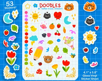 Doodle Sticker Sheet | Cute Stickers - Kawaii Stickers - Planner Stickers | Stationery | Planner Stickers | Little Mini Stickers | Colorful