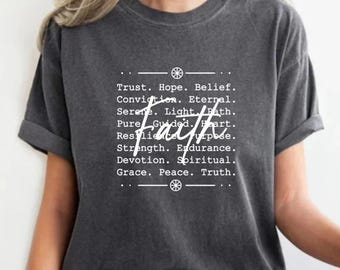 Comfort Colors Religious Scripture Shirt, Words of Faith gift tee, Christ Wheel Ichthus Christian Top