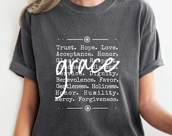 Grace Christ Wheel Faith Tee Shirt / Fruits of the Spirit, Words of Grace Unisex shirt, Ichthus Wheel Church event tee