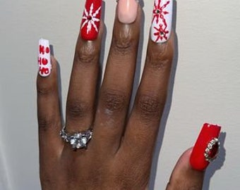 Red Christmas nails