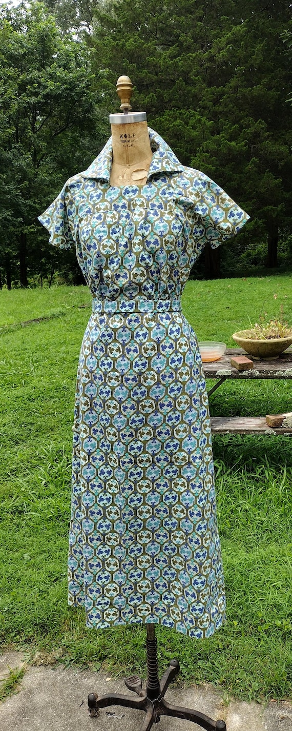 1930s cotton day dress vintage style vintage fabric sportswear daywear deco