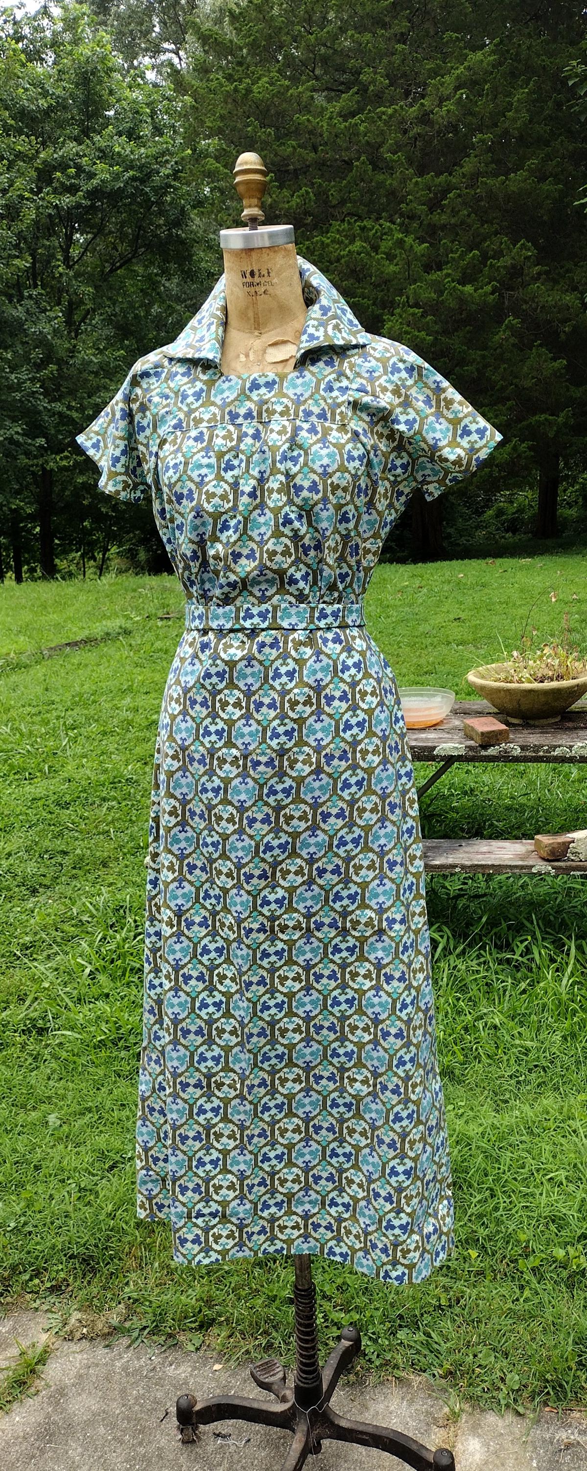 1930s Cotton Day Dress Vintage Style Vintage Fabric Sportswear Daywear Deco