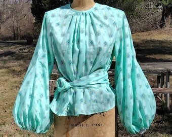 CUSTOM 40s Style Balloon Sleeve Cotton Blouse MADE to ORDER