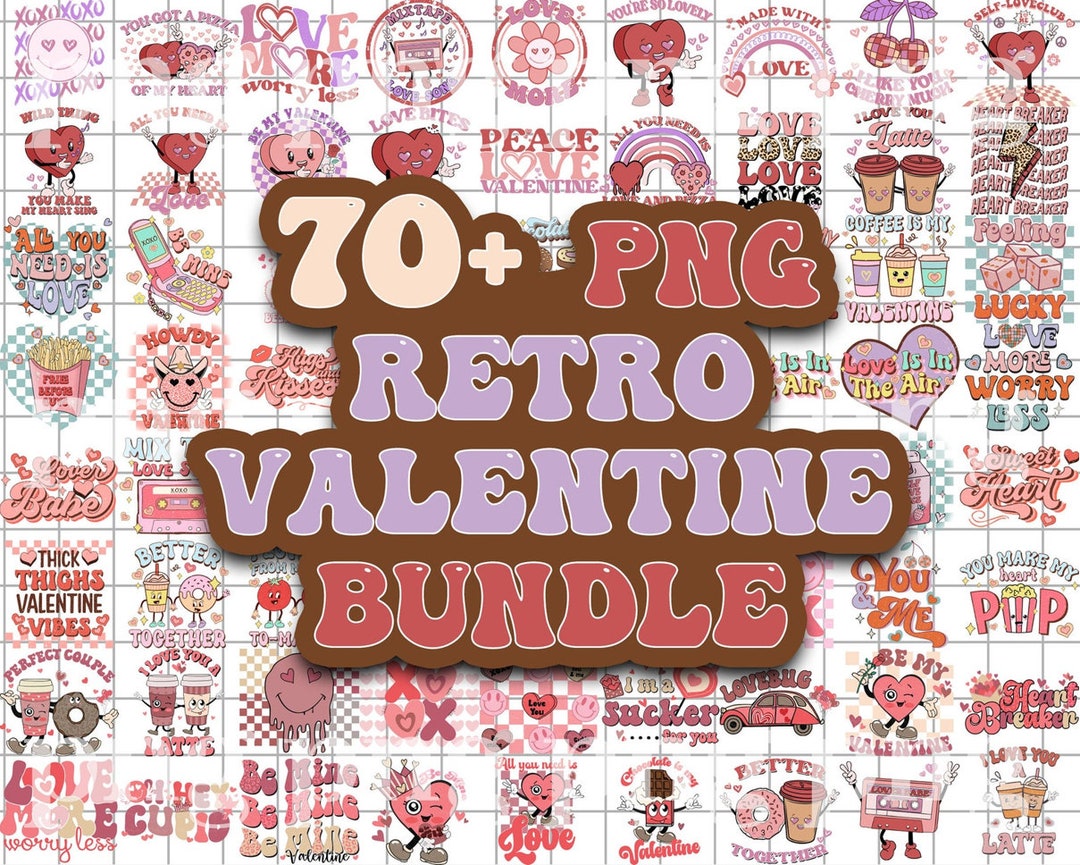 Retro Valentine Png Bundle, Valentine Bundle Png, Funny Valentine's Png ...