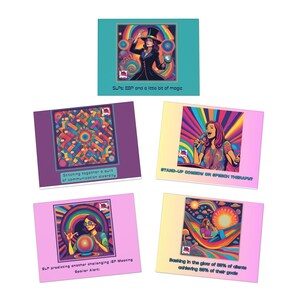 Tarjetas de felicitación SLP: Set de 4 tarjetas psicodélicas (paquete de 5)