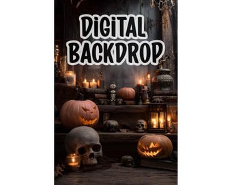 Fondo digital, fondo festivo de Halloween para edición de fotos, superposición de fotos, fondo oscuro acogedor de la temporada navideña PNG, 300 DPI