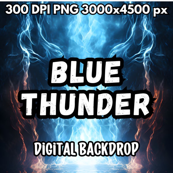 Digital backdrop, Thunder Background for photo editing, supernatural dark background, blue thunder backdrop, photo overlay 300 DPI, PNG