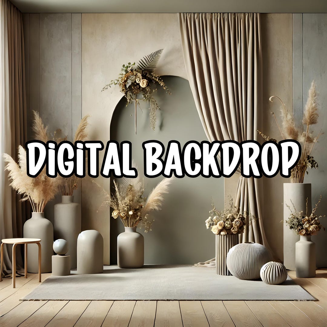 Digital Backdrop, Floral Beige Wedding Background for Photo Editing ...
