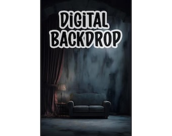 Fondo digital de habitación gótica: fondo oscuro para edición de fotos (PNG de 300 ppp)