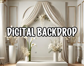 Fondo digital, fondo floral beige para boda para edición de fotografías, hermoso fondo claro, fondo clásico, superposición de fotografías 300 DPI, PNG