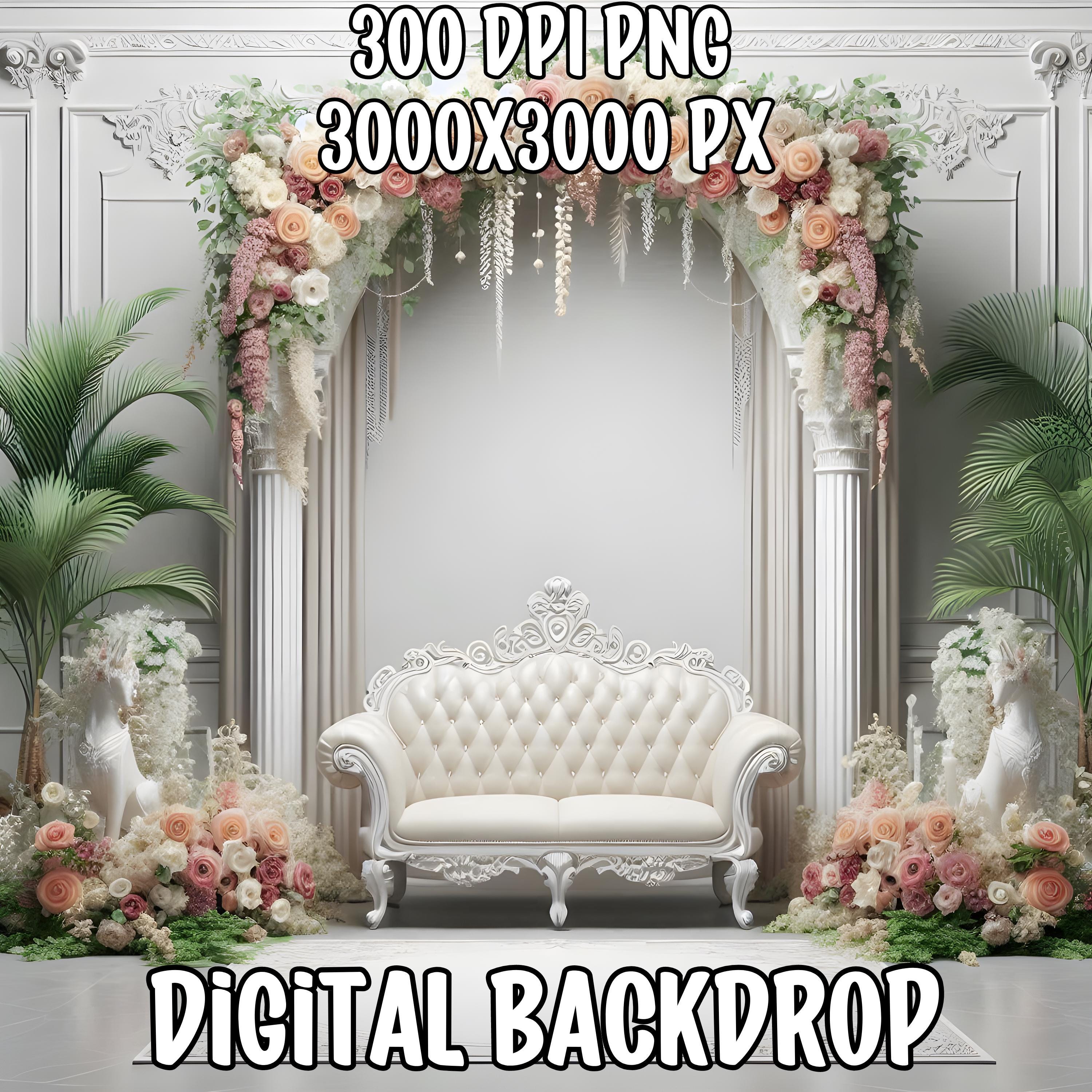 Digital Backdrop, Beautiful Wedding Background for Photo Editing ...