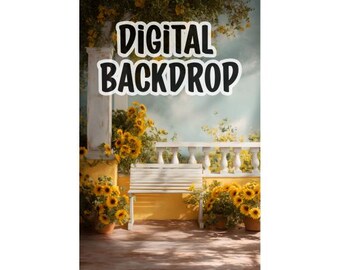 Fondo digital, hermoso retrato de girasol, fondo para edición de fotos, fondo minimalista, superposición floral colorida, 300 DPI, PNG