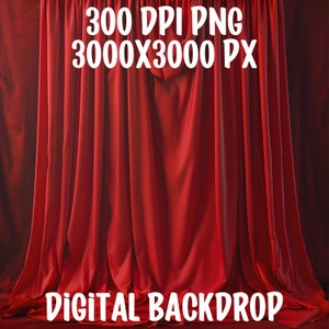 Digital backdrop, Red Curtain Background for photo editing, minimalistic red background, red backdrop, photo overlay 300 DPI, PNG