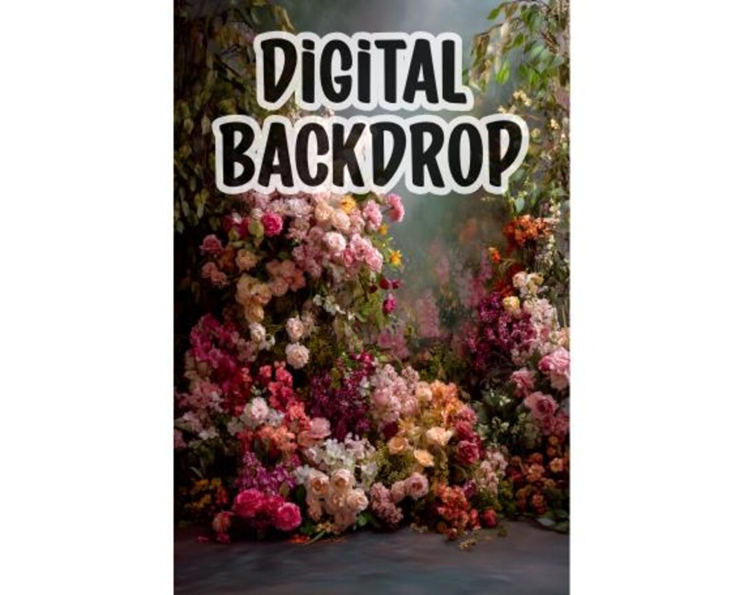 Floral Wall Portrait Digital Backdrop: Photo Editing Overlay (PNG, 300 ...