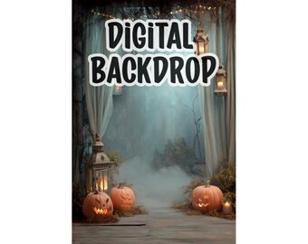 Fondo digital, fondo festivo de Halloween para edición de fotos, superposición de fotos, fondo oscuro acogedor de la temporada navideña PNG, 300 DPI