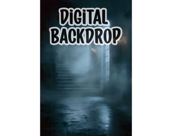 Fondo digital de habitación oscura y brumosa: Edición de fotos minimalista (PNG de 300 DPI)