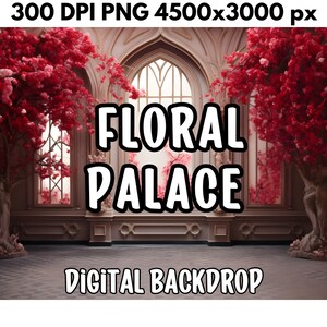 Digital backdrop, Beautiful Palace Background for photo editing, minimalistic red floral background,rose gold interior backdrop 300 DPI, PNG