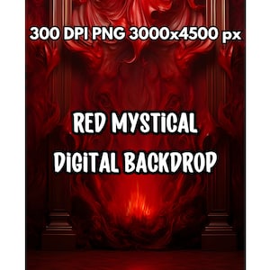 Digital backdrop, Red Mystic Background for photo editing, supernatural dark background, red backdrop, photo overlay 300 DPI, PNG