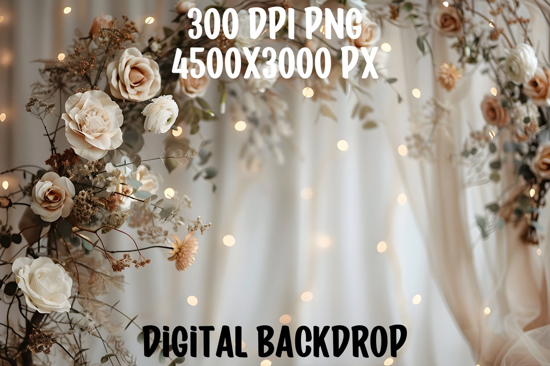 Digital Backdrop, Beautiful Floral Portrait Background for Photo ...