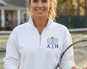 Tennis Monogram Quarter Zip Sweatshirt