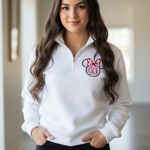 Minnie Mouse Monogram Quarter Zip Sweatshirt