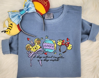 Embroidered Winnie The Pooh Sweatshirt| Pooh| Disney Shirt| Trendy Sweatshirt| Disney Sweatshirt