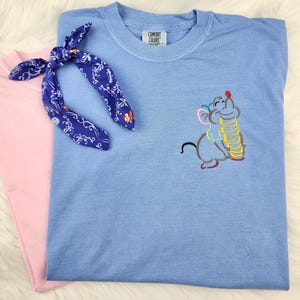 Gus Snackin&#39; Embroidered Shirt| Cinderella Embroidered Shirt| Disney Embroidered Sweatshirt| Disney Crewneck| Gus Gus Shirt