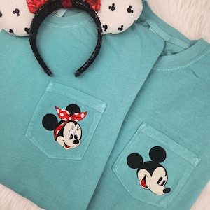Disney Shirt Mickey or Minnie Mouse Pocket Tee