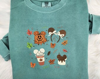 Disney Fall Coquette Embroidered Sweatshirt| Mickey Shirt|  Disney Fall Sweatshirt