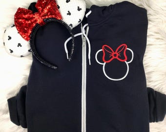 Disney Jackets for Family| Minnie Mouse Full Zip Disney Jacket| Full Zip Hoodie| Personalized Unisex Disney Jacket