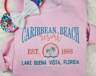 Embroidered Caribbean Beach Resort Sweatshirt| Disney Shirt| Disney World| Disney Sweatshirt| Disney Resort