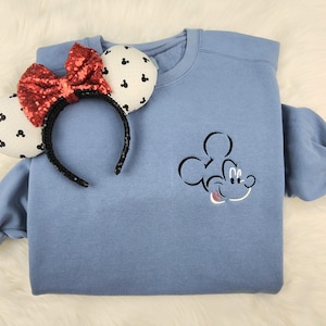 Disney Mickey Mouse Embroidered Sweatshirt| Mickey Shirt| Disney Embroidered Sweatshirt| Disney Crewneck| Mickey sweater