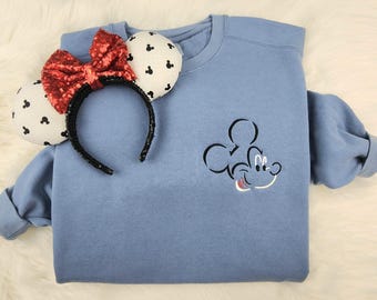 Disney Mickey Mouse Embroidered Sweatshirt| Mickey Shirt| Disney Embroidered Sweatshirt| Disney Crewneck| Mickey sweater