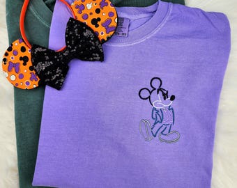 Haunted Mickey Embroidered Shirt| Mickey Embroidered Shirt| Disney Halloween Embroidered Sweatshirt| Haunted Mansion Shirt| Disney Crewneck