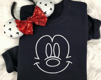 Mickey Face Embroidered Sweatshirt| Mickey Mouse Sweatshirt| Disney Embroidered Shirt|  Disneyland Embroidered Sweatshirt| Disney Crewneck