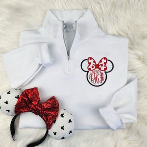 Minnie Mouse Monogram Quarter Zip Sweatshirt