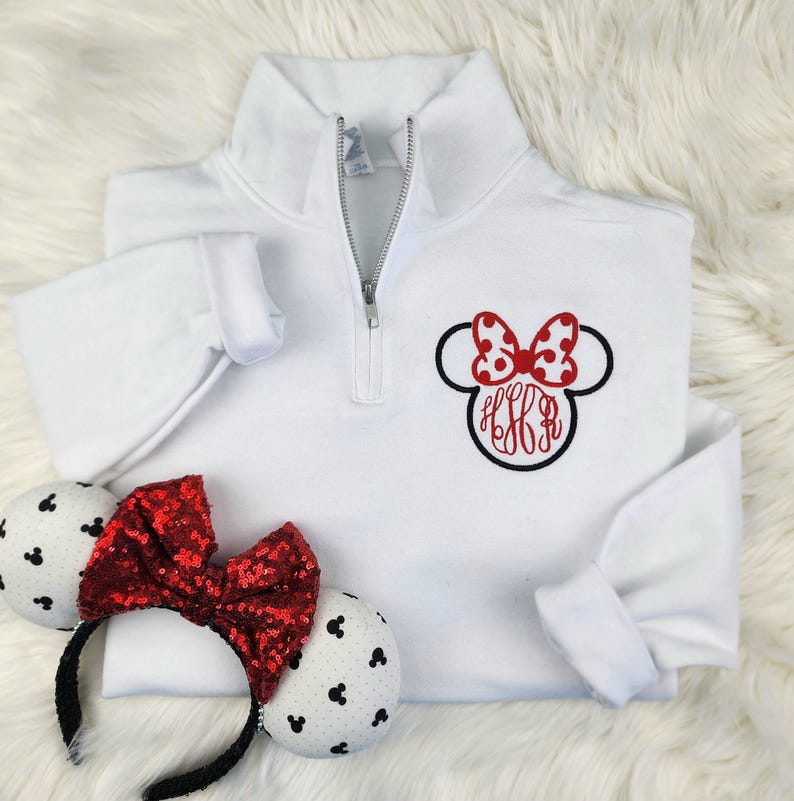 Minnie Mouse Monogram Quarter Zip Sweatshirt