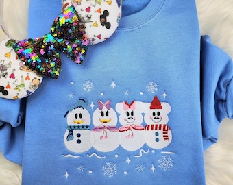 Fab 4 Snowmen Christmas Embroidered Shirt| Disney Christmas Embroidered Shirt| Disney Christmas Embroidered Sweatshirt| Disney Crewneck