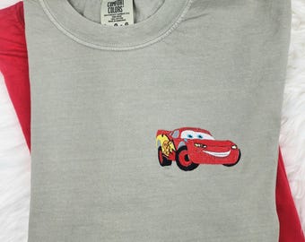 Embroidered Lightning McQueen Shirt| Cars Embroidered Shirt|  Disney Shirt