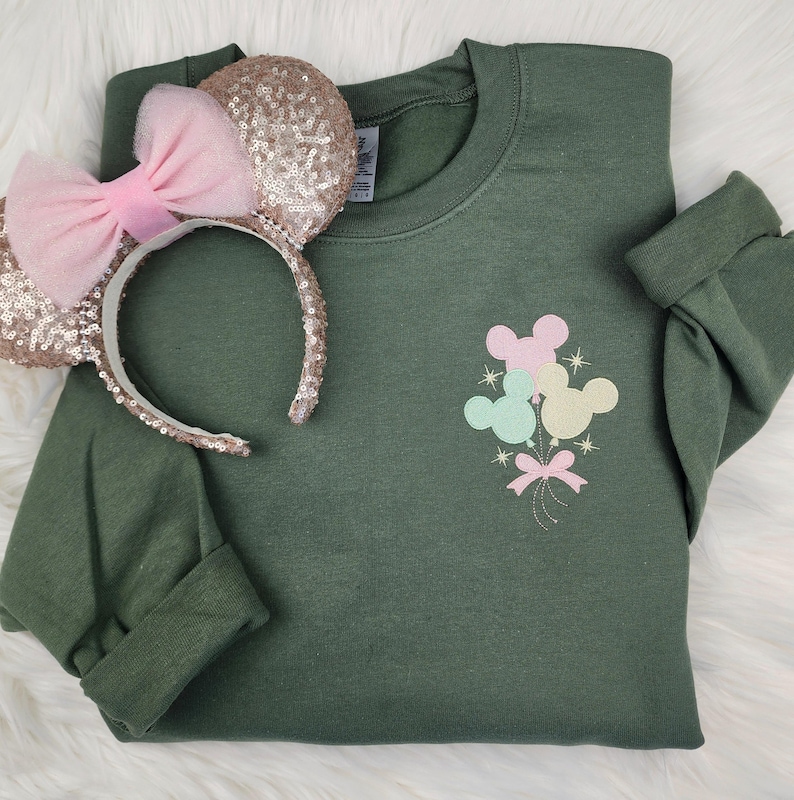 Mickey Balloons Pastel Embroidered Sweatshirt