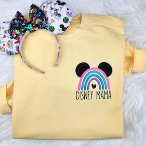 Disney Mama Embroidered Sweatshirt| Disney Embroidered Shirt| Disney Crewneck| Mickey Sweatshirt