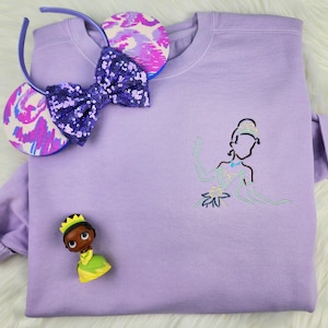 Princess Tiana Embroidered Sweatshirt| Princess And The Frog Embroidered Shirt| Disney Embroidered Sweatshirt| Disney Crewneck